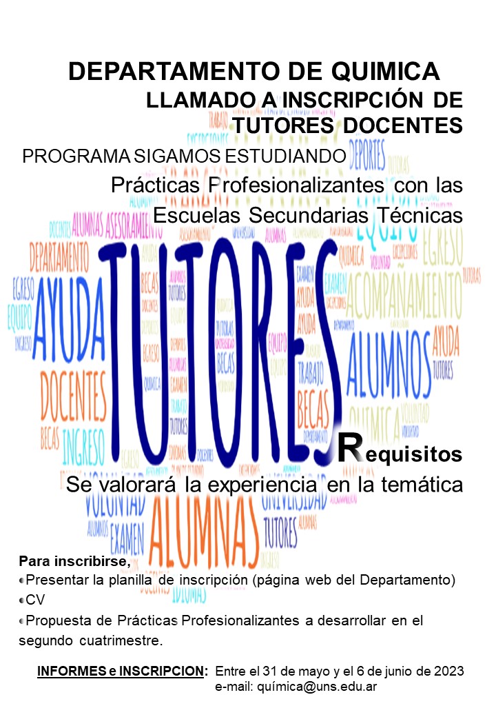 Llamado a Inscripción de Tutores Docentes - Prácticas Profesionalizantes con Escuelas Secundarias Técnicas