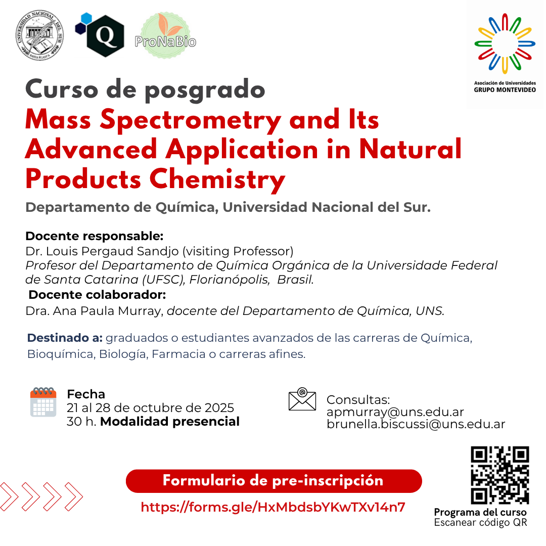 Curso de posgrado Mass Spectrometry and Its Advanced Application in Natural Products Chemistry