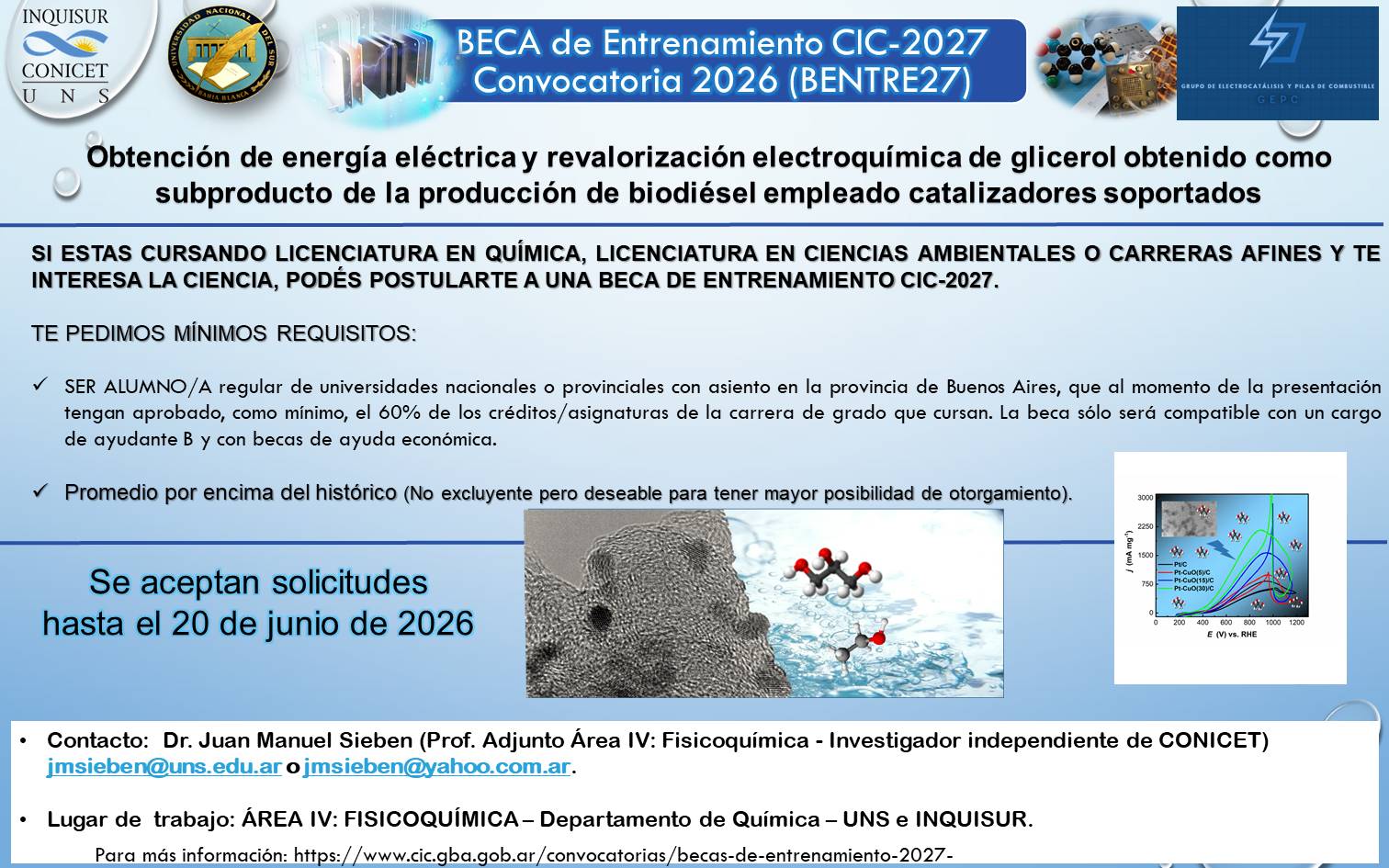 Beca de Entrenamiento CIC 2027 - Convocatoria 2026 (BENTRE27)