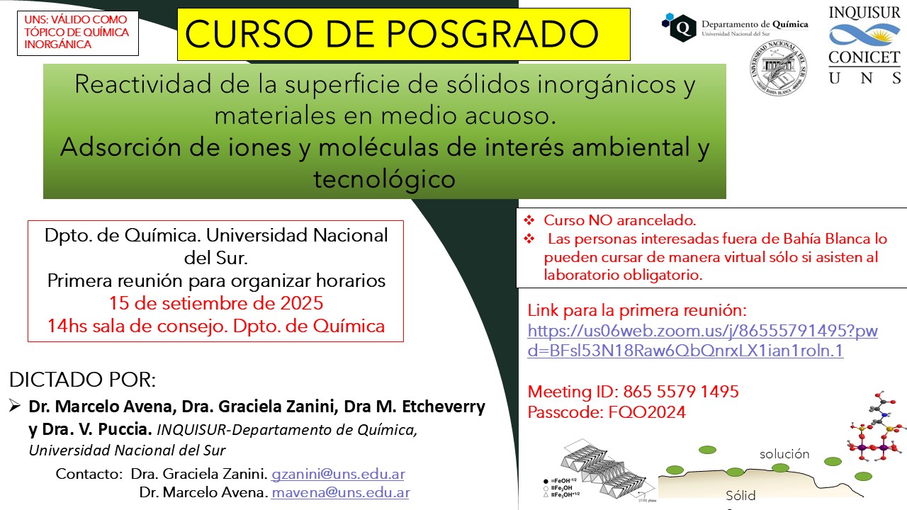 Curso de Posgrado-Reactividad de superficies-Adsorción